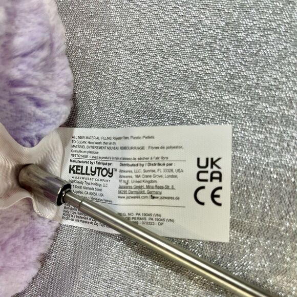 Kellytoy BumBumz 7.5" Groovy Petra Peace Sign Tie Dye Bunny Plush Tag & Sticker - Picture 8 of 11